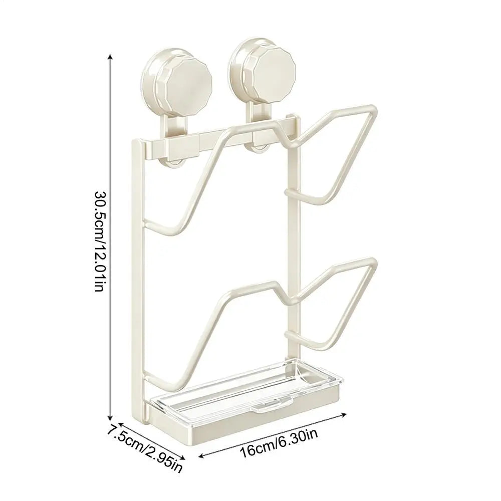 Suction Cup Pot Lid Holder Wall Kitchen Gadget Rack Organizer Cabinet