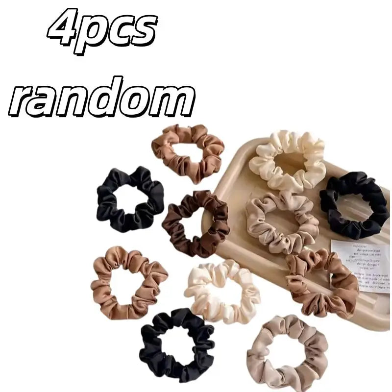 4pcs Vintage Silk Scrunchies – High Elasticity, for Home, Outdoor, Travel & Occasion, Chic Hair Tie Zpaxo 4pcs random