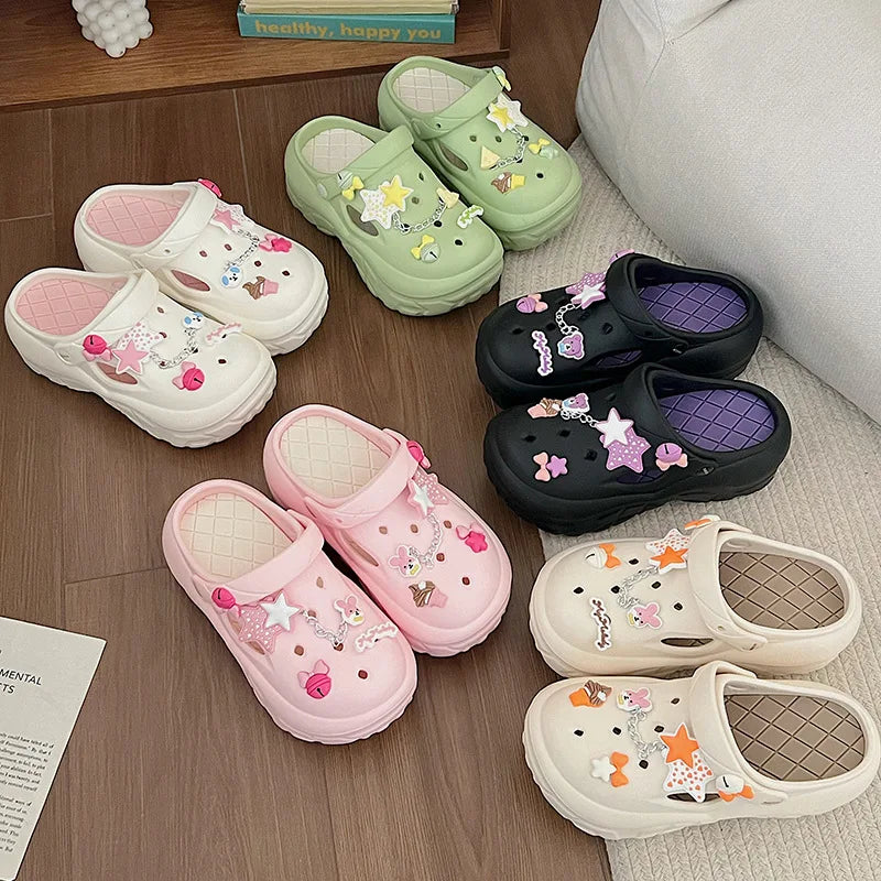 Women's Summer Beach Clogs Adorable Cartoon Accents Breathable Hollow