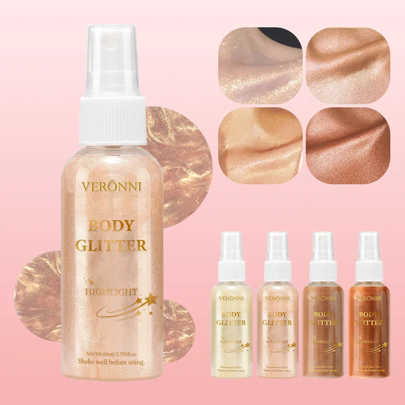 Body Shimmer Oil,Body Liquid Highlighter Facial Contour Brightening Makeup,Illuminating Liquid Highlighter for Face Body Hair Zpaxo