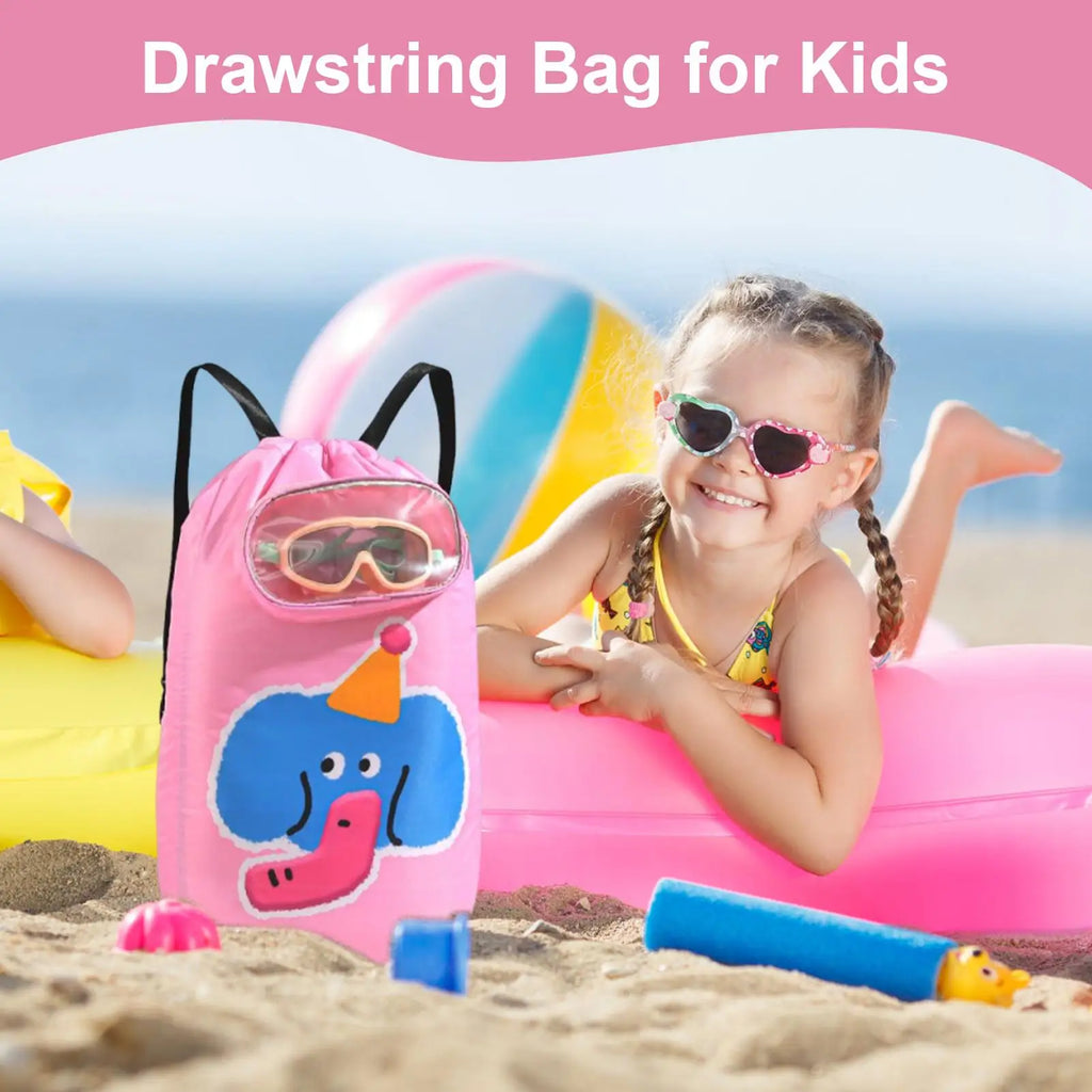 Kids Pool Bag Drawstring Backpack Beach Sandproof Daypack Outdoor Zpaxo
