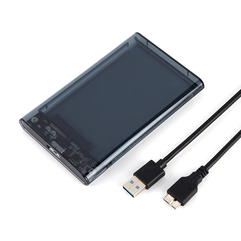2.5-inch SATA to USB3.0 UASP transparent portable hard drive housing supports 16T HDD tool free for Apple HUAWEI laptops Zpaxo black