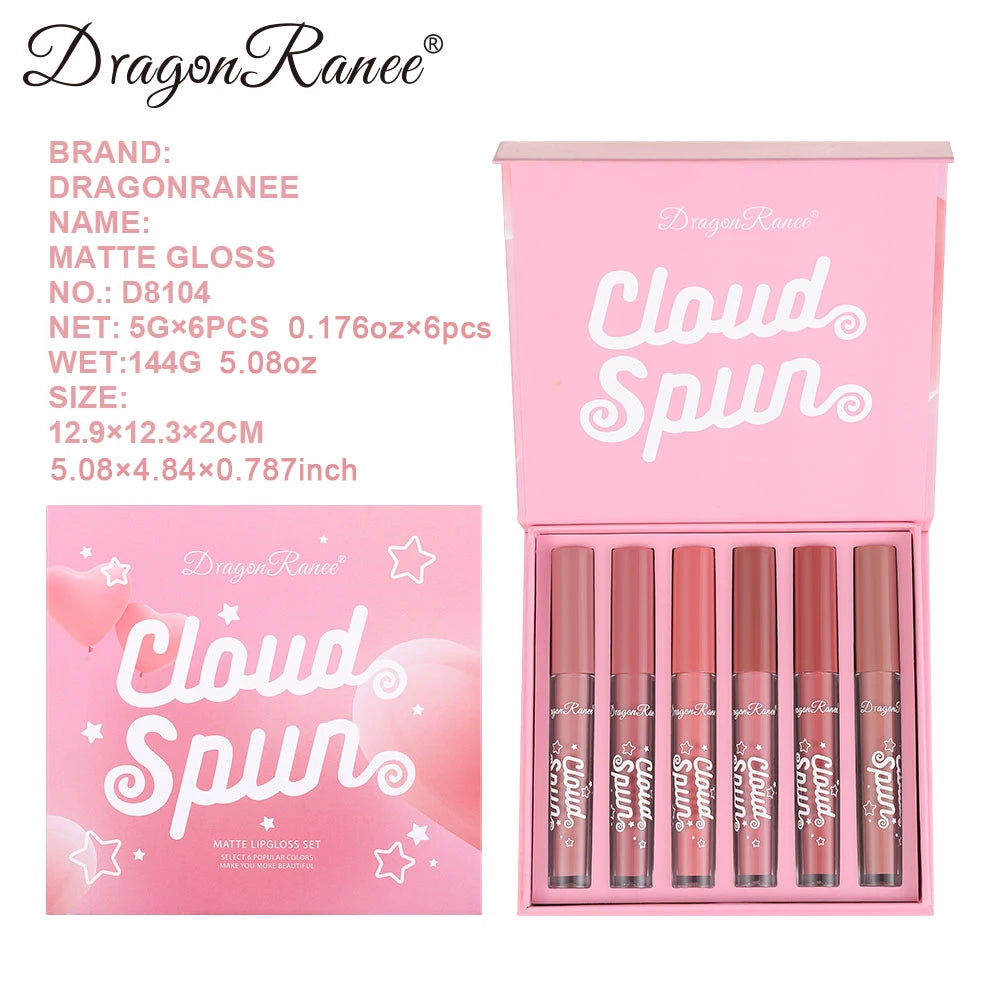 6-Piece Lip Gloss Set, Matte, Smooth, Silky, Long-Lasting, Non-Stick, Non-Fading, Brightening, Complexion-Enhancing, Matte Lipstick Set Zpaxo
