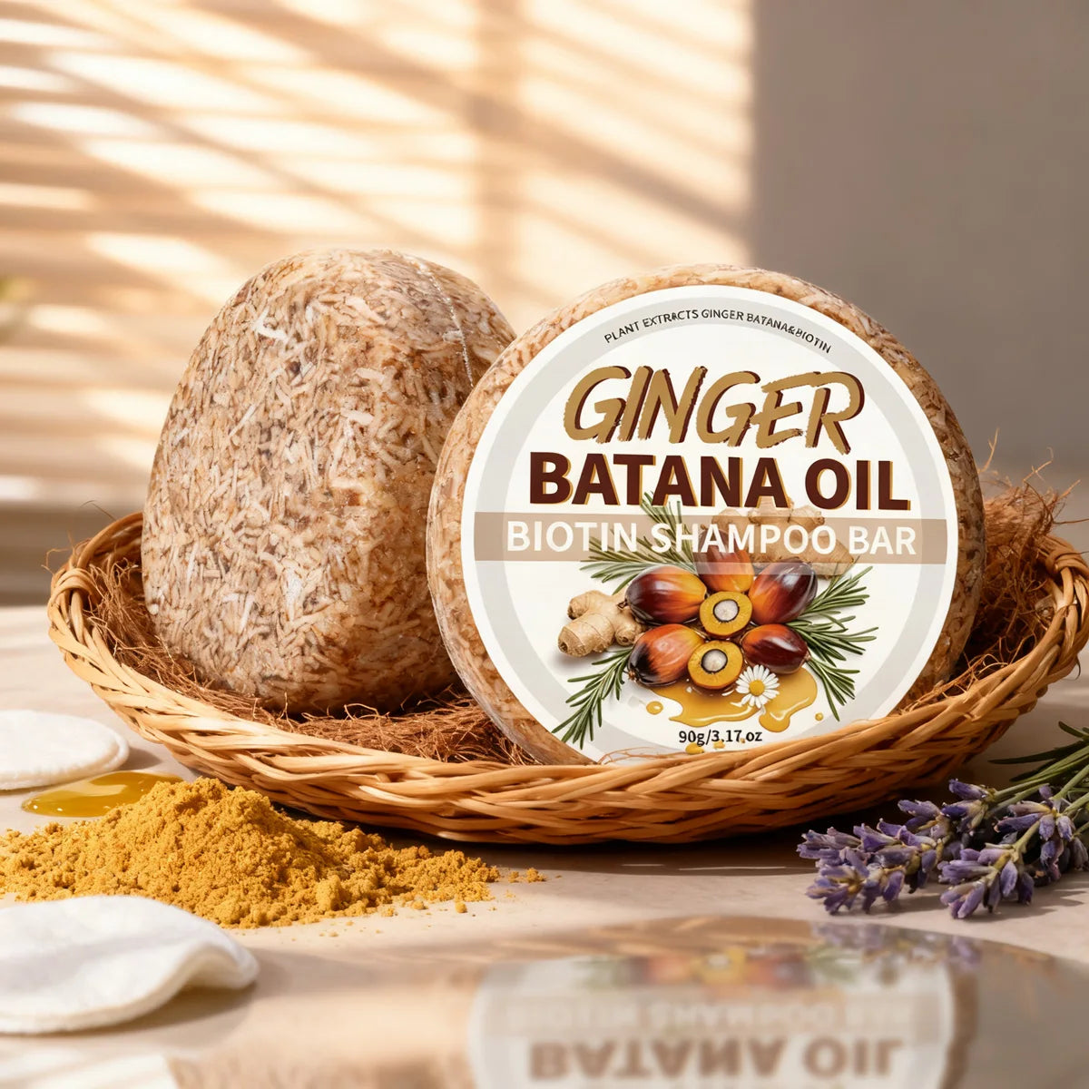 Batana & Ginger Oil Shampoo Bar – Natural 2-in-1 Hair Soap 90g Shampoo Bar Soap Zpaxo