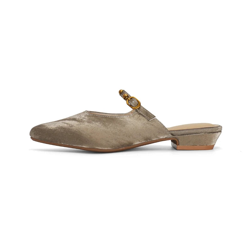 Women Square Toe Mule Shoes Summer Closed Slide Sandals Outdoor Zpaxo 6579-8 Champagne 43 China Mainland