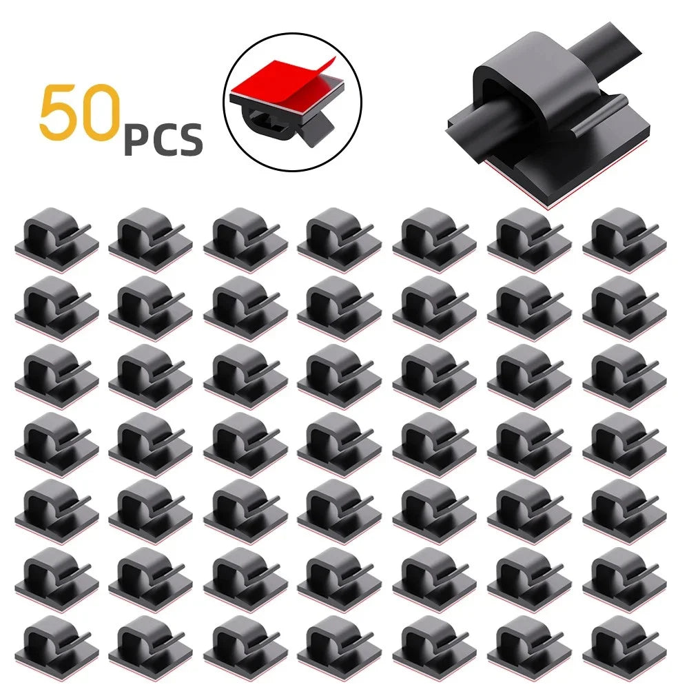 50-Pack Cable Organizer Clips – Wall Mount Cord Holder & Winder Cable Organizer Clips Zpaxo 50PCS black