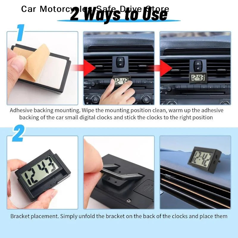 CMCar Dashboard Self-adhesive Mini Clocks Car Clock Digital Large