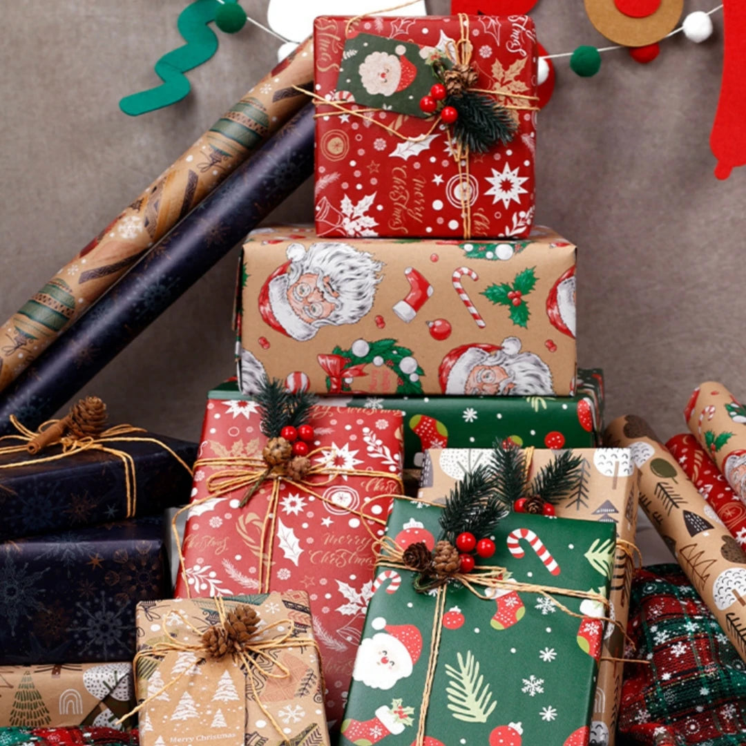 Christmas Kraft Wrapping Paper 50x70cm – Recyclable Gift Wrap