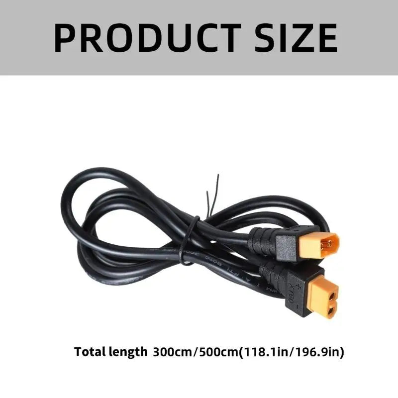 652F 300/500cm XT60 Extension Cable 18AWG Male to Female Connectors Cord Wire for Solar Battery Packs Remote Control Toy Zpaxo
