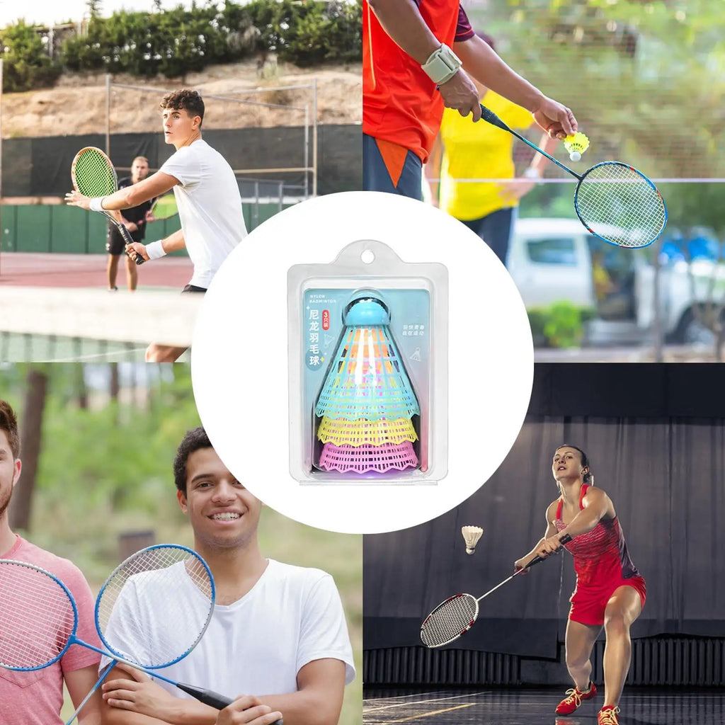 3Pcs LED Badminton Ball Glowing Light Up Plastic Badminton Shuttlecocks Colorful Lighting Balls Sports Training In/Outdoor Game Zpaxo