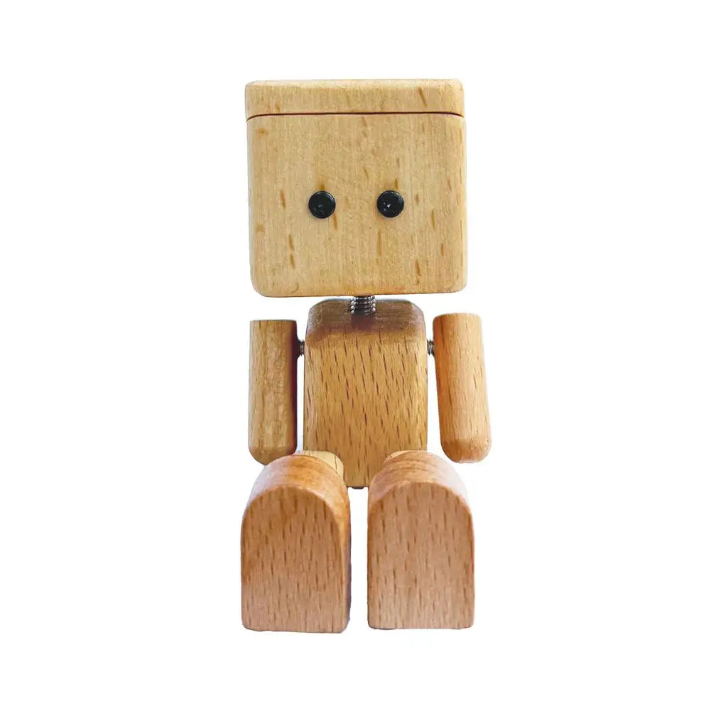 Creative Car Dashboard Decor Leg-swinging Robot Wooden Figure Funny Shaking Wooden Man Figurine Aromatherapy Gift Zpaxo B