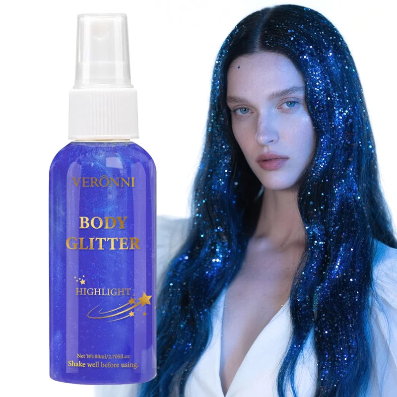 4 color Shiny Glitter Spray Cosmetics,Liquid Full Body Glow Body Highlighter,Waterproof Long Lasting Face,Body Hair Spray Makeup Zpaxo 03