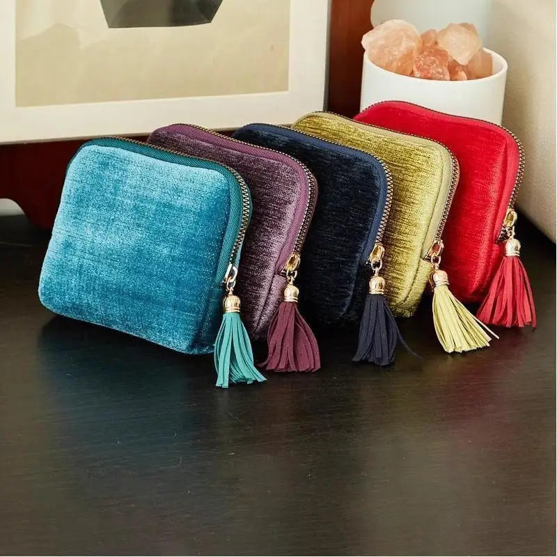 Jewelry Storage Bag Tassel Pendant Ring Zipper Large Capacity Travel