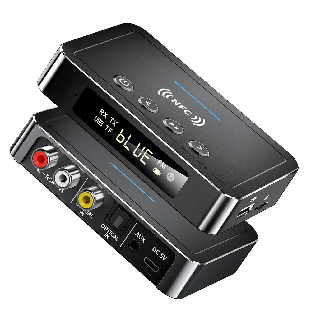 Wireless Bluetooth-compatible 5.0 Receiver Transmitter NFC Adaper AUX 3.5MM Optical Coaxial TF/U-Disk USB FM LED Display HD Mic Zpaxo