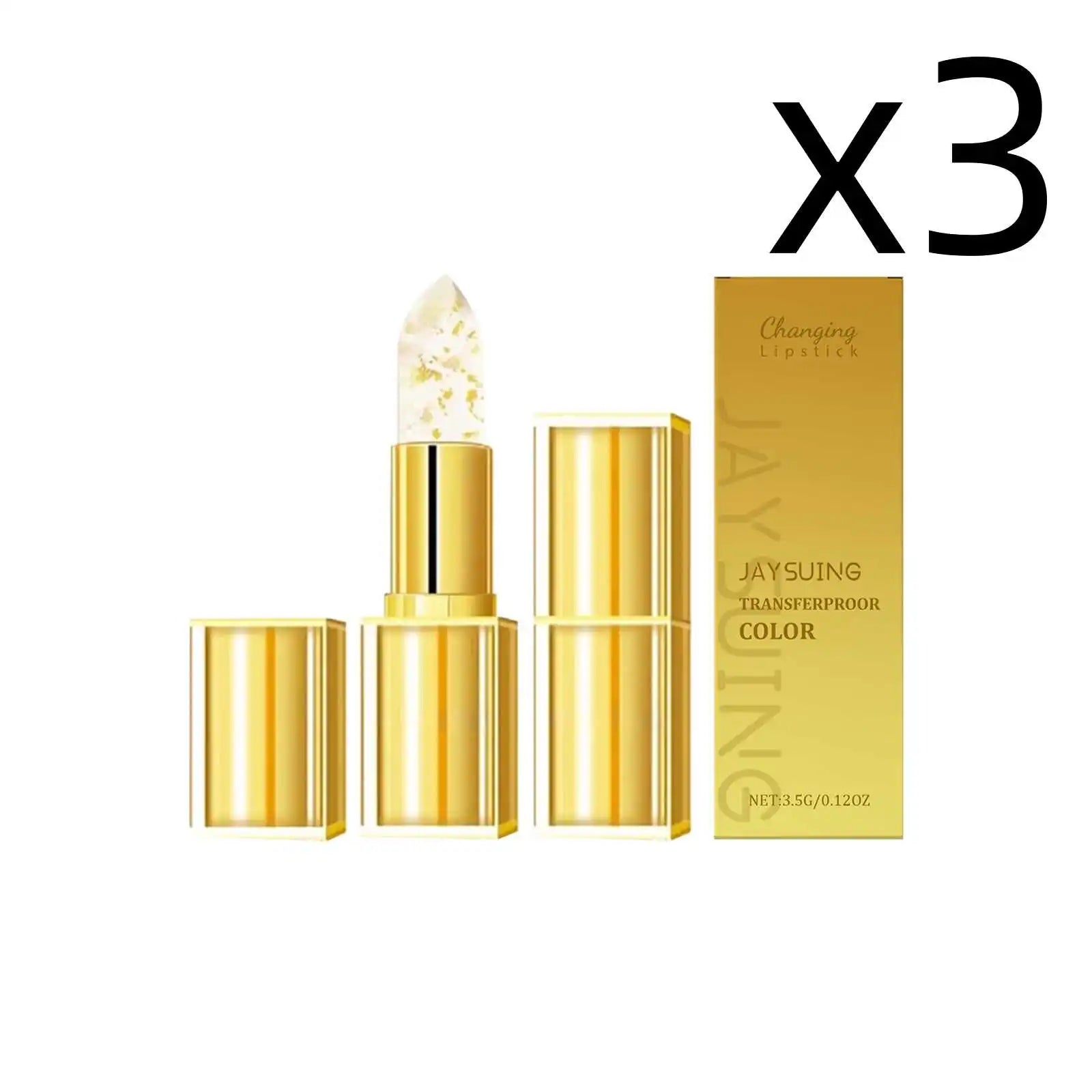Jaysuing Gold Color-Changing Hyaluronic Acid Lip Balm 3.5g Color-Changing Lip Balm Zpaxo 3x3.5g Boxed