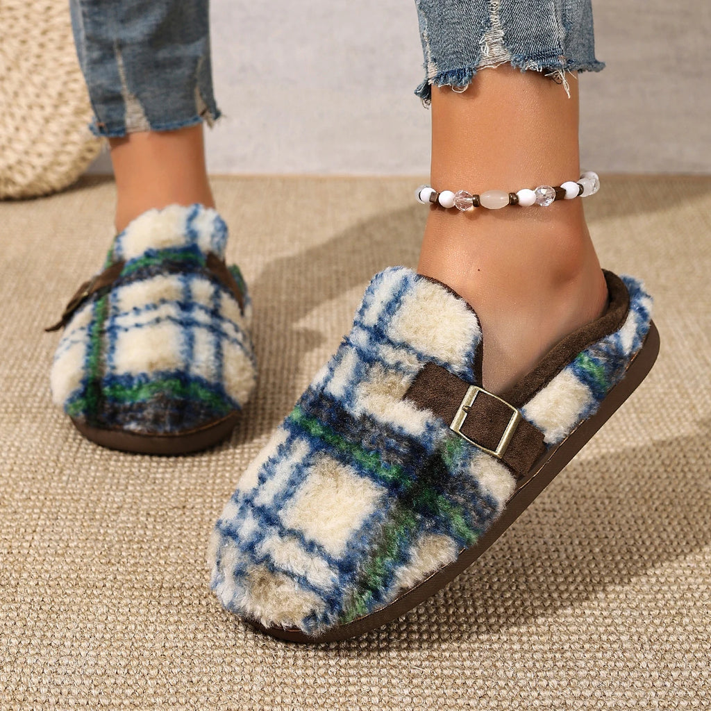 Women Slippers Fashion Outer Wear Style Women Cotton Slippers Retro Autumn Winter Warm Soft-soled Cotton Shoes Home Slides Women Zpaxo