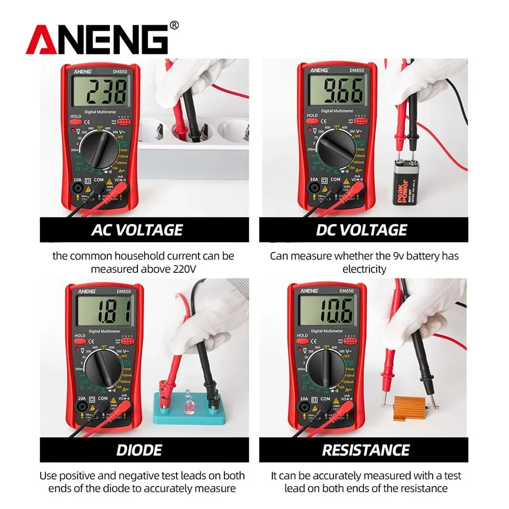 ANENG DM850 Digital Tester Ohm Automatic Counts Auto Current Ammeter