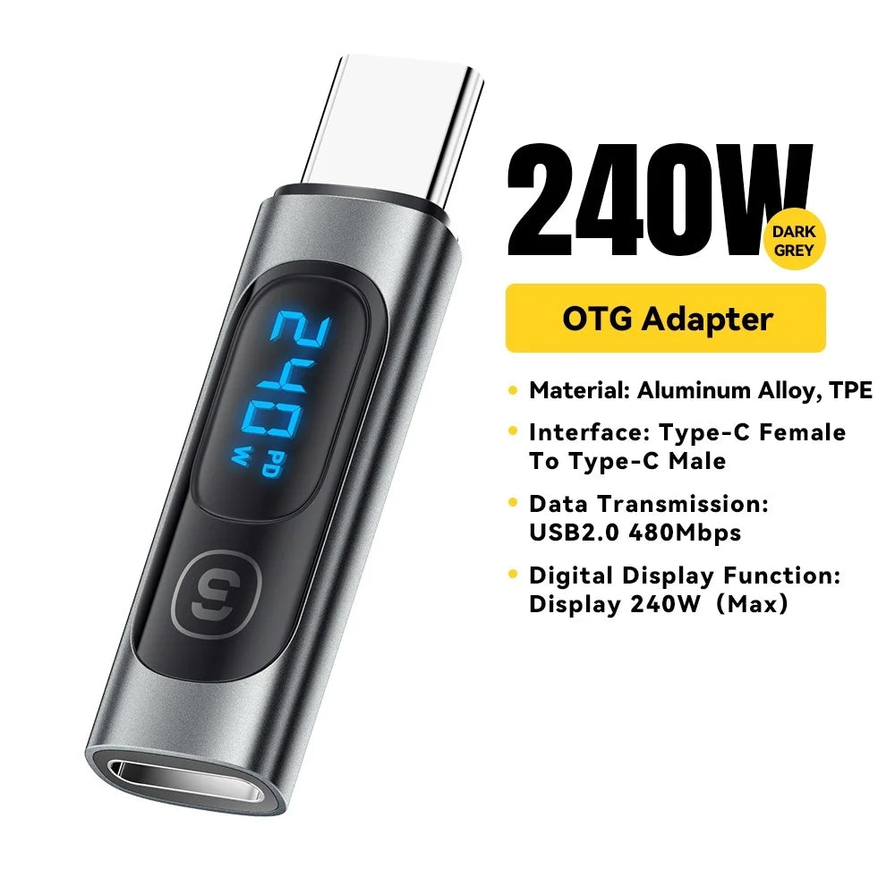 WALKESEN 240W USB-C to USB-C Adapter – OTG Digital Display USB-C Adapter Zpaxo 1pcs
