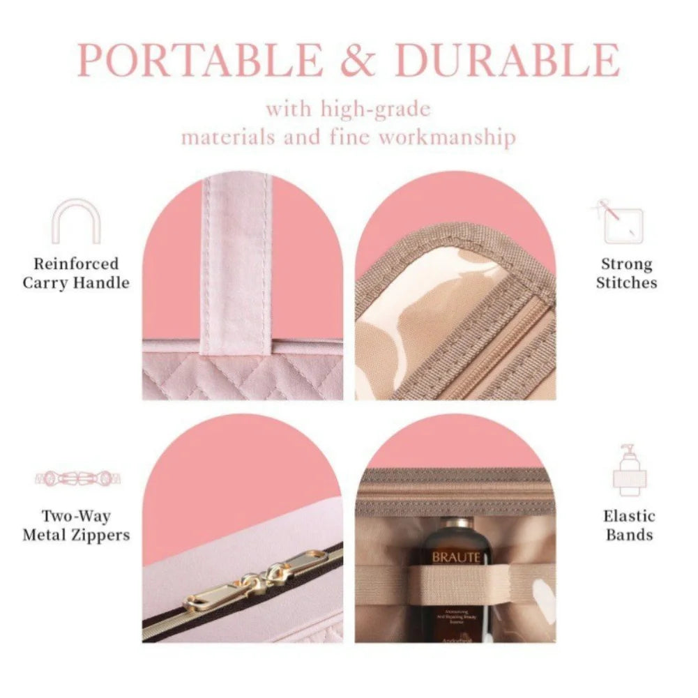 Portable Travel Toiletry Bag with Hook Hanging Toiletry Bag & Cosmetic Pouch Stylish Portable Travel Toiletry Set Zpaxo