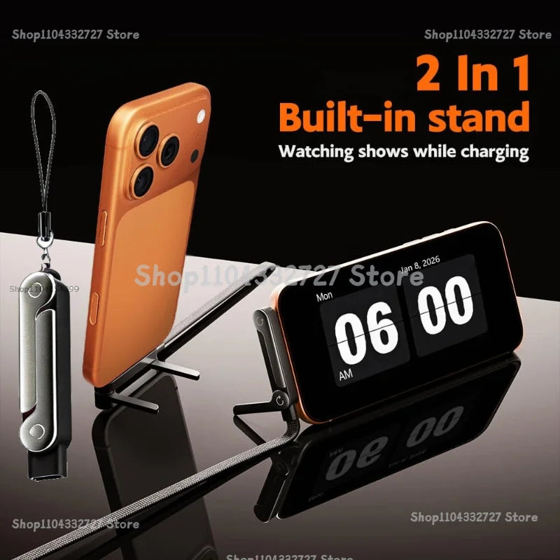 Holder Charger Cable 240w Built in Phone Stand Charging Cable USB C for Foldable Bracket Type USB Type C Flat Charger Zpaxo