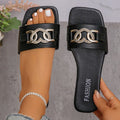 Fashion Women Slippers Trend Square Toe Lightweight Flat Sandals 2026 Zpaxo black 35