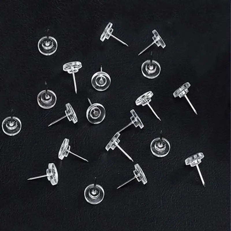 50Pcs Transparent Map Pins Multi-purpsoe Flat Round Pushpins Decor Thumb Tacks Zpaxo 50PCS