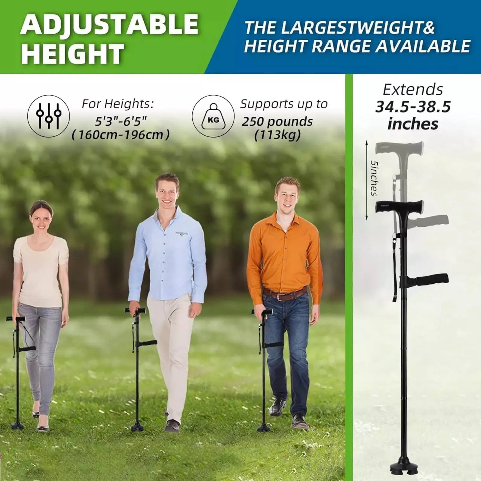 Collapsible Telescopic Folding Cane Elder LED Walking Trusty Sticks