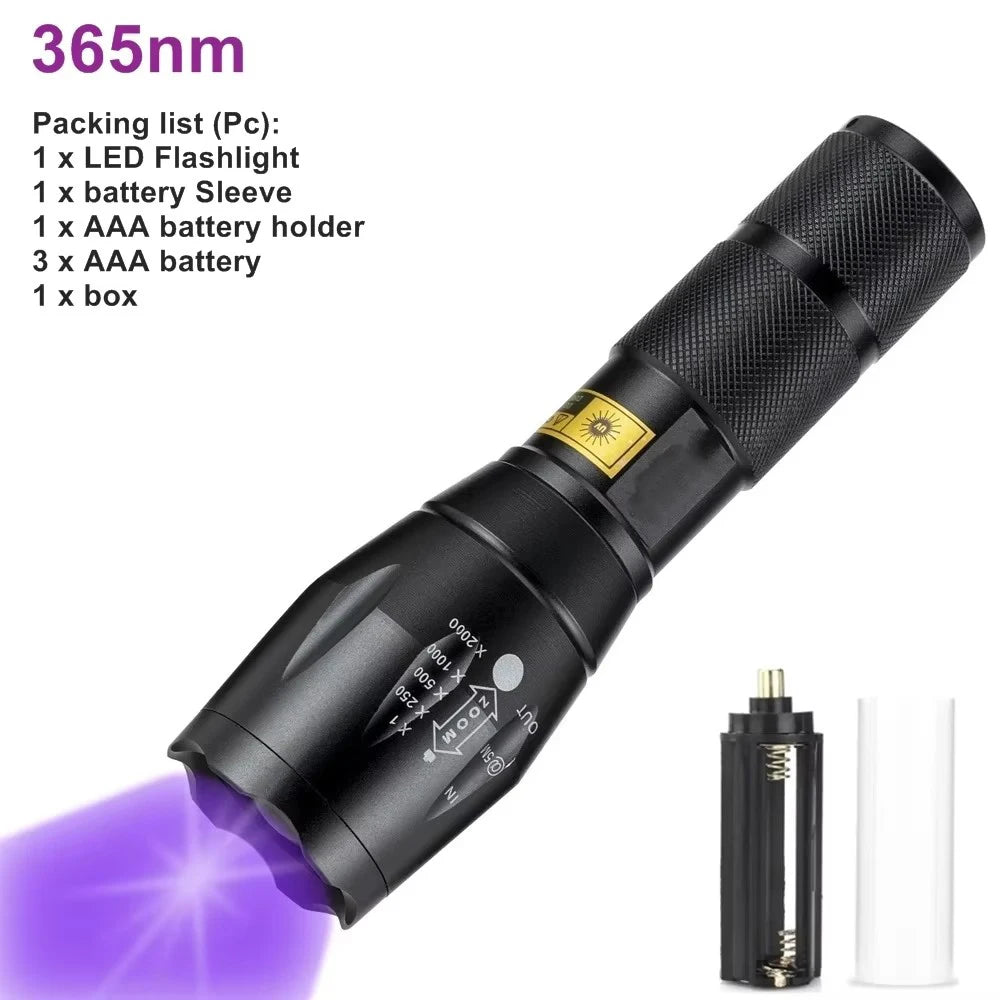 ESMARTER 365nm 395nm Zoom UV LED Blacklight Flashlight Torch