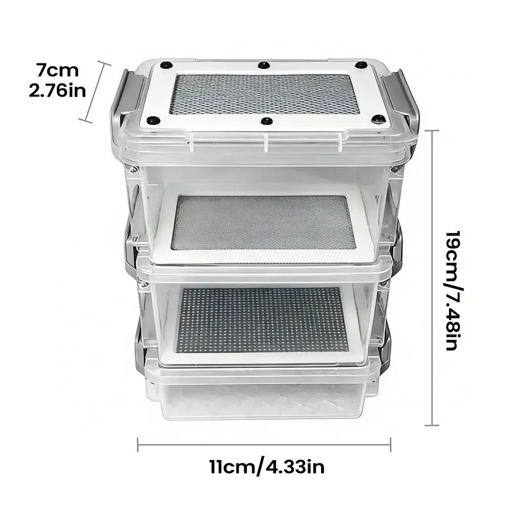 Mealworm Breeding Kit 3-Layer Silkworm Feeder Bin Corn Worm Breeder Box for Pet Parents Animal Lovers Keepers Breeders Hobbyists Zpaxo Black