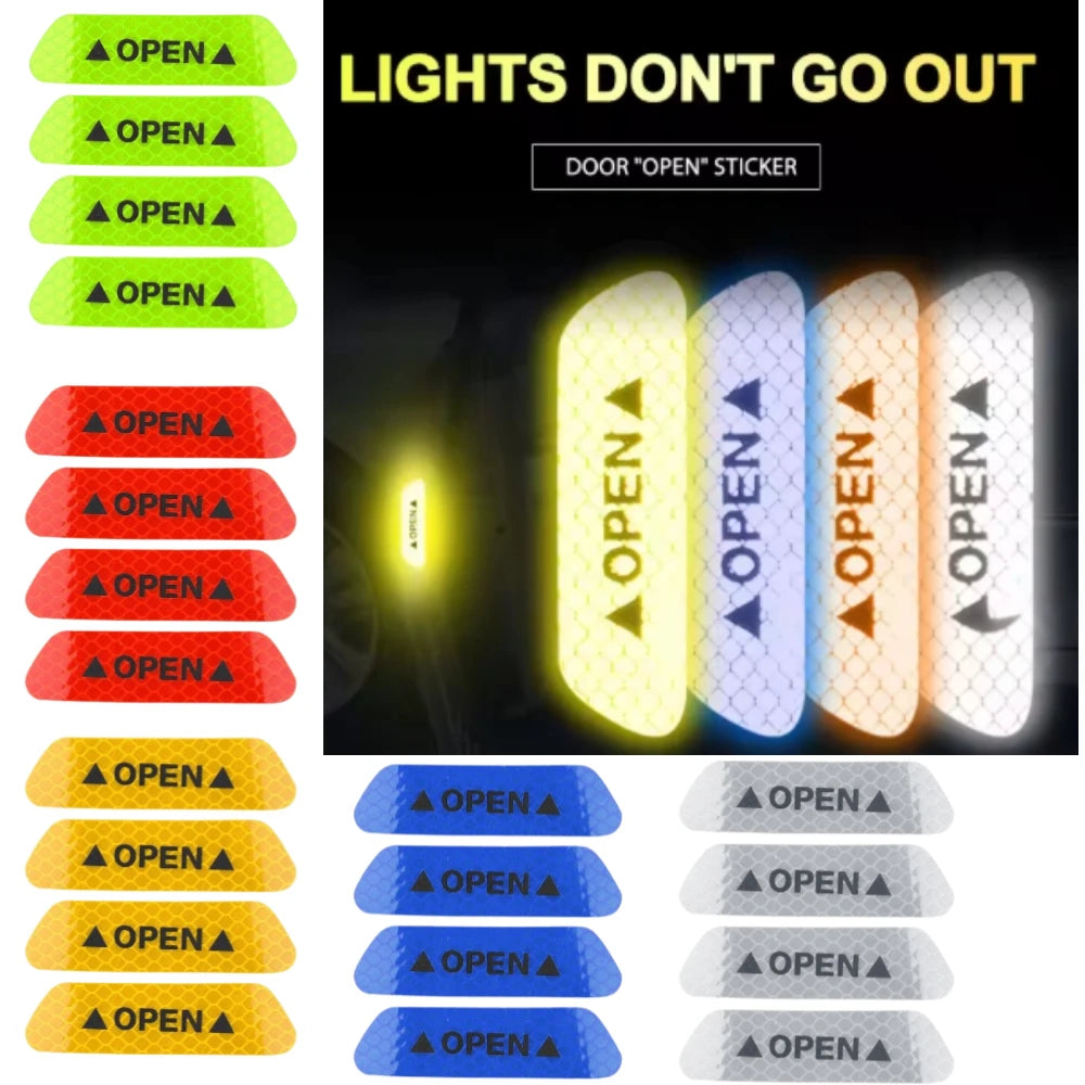 4-Pack Night Reflective Car Door Safety Warning Stickers Car Safety Sticker Zpaxo