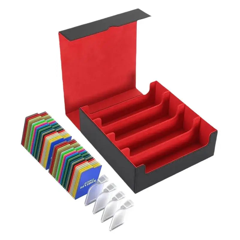 Trading Card Storage Box 3000 Card Organizer Box With 48 Dividers And 4 Supporters Magnetic Closure Deck Case For Game Zpaxo