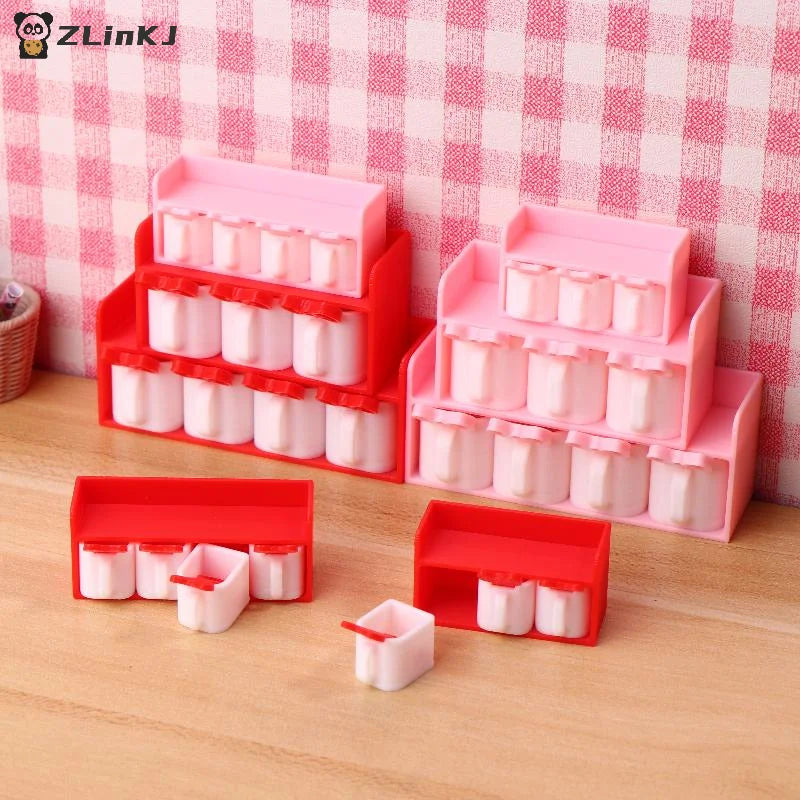 ▶1Pcs Mini Cartoon Seasoning Jar Model 1/12 Dollhouse Kitchen Decoration Dolls House Scene Accessories Pretend Play Toys Zpaxo