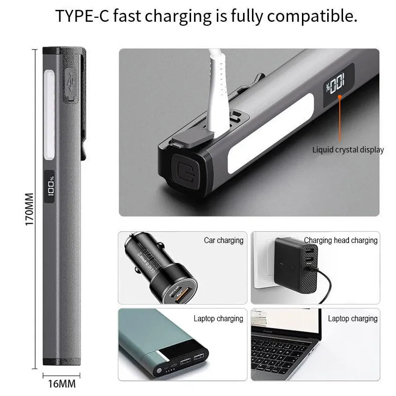 ESMARTER Rechargeable LED Penlight – 3-Mode Magnetic Flashlight