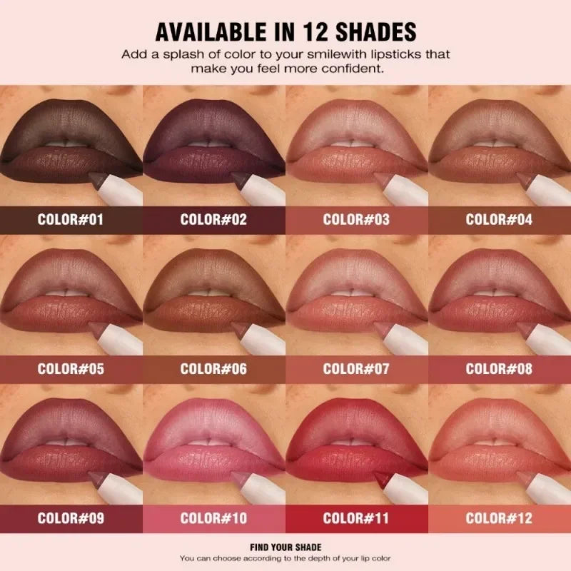 Matte Lipstick Pen, Moisturizing, Long-Lasting Lip Liner, Non-Stick Cup, Lipstick, Lip Color in Pink, Brown & Red Zpaxo