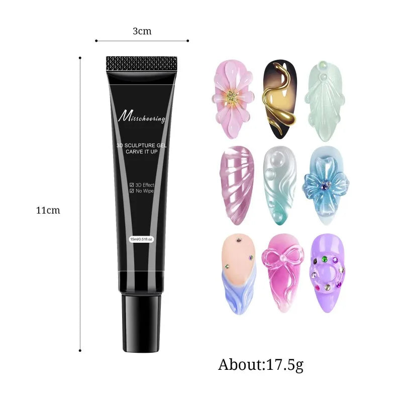 3D Gel Nail Art Modeling Transparent DIY Designs No Wipe Sculpting