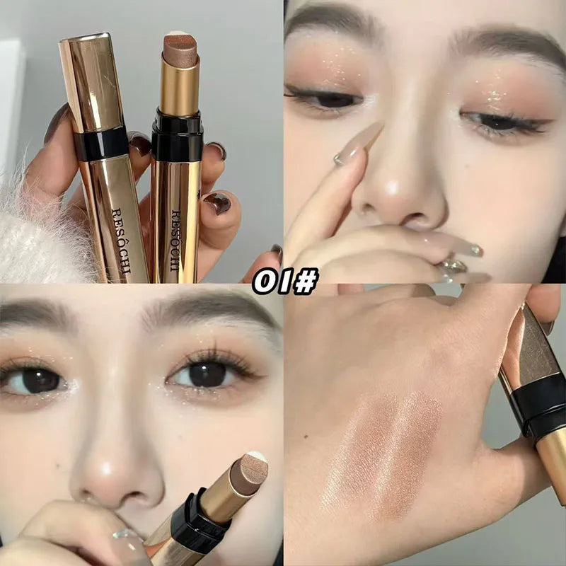 Shiny Fine Flash Eyeshadow Stick, Long-lasting Waterproof and Anti-smudge, Easy To Apply Natural Makeup Effect Zpaxo 01