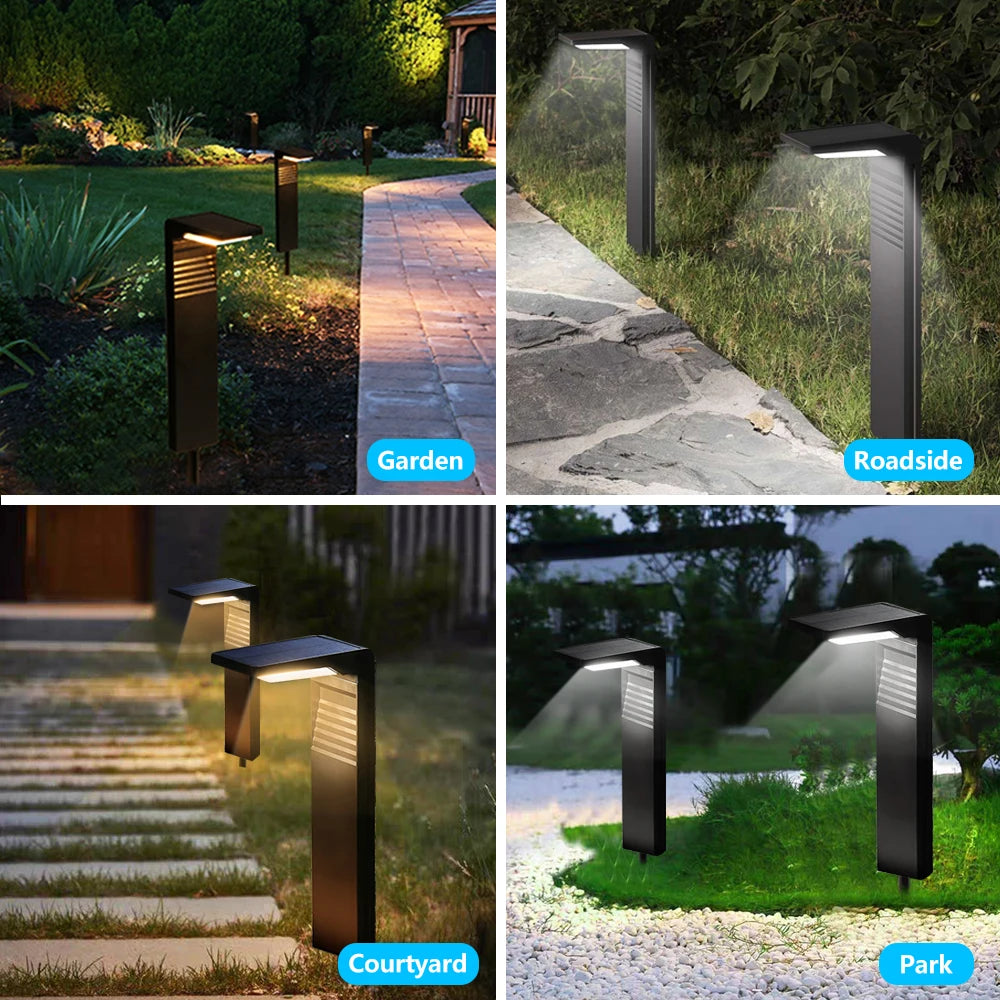 2PCS LED Solar Pathway Lights Outdoor Waterproof Auto On/Off Dusk to Dawn Solar Powered Landscape Lighting Garden Yard Lawn Zpaxo