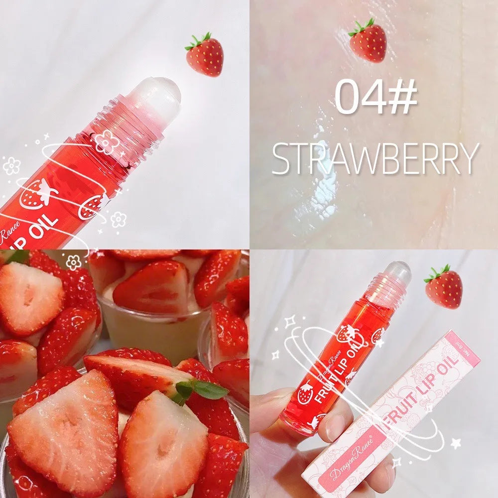 Roll-On Lip Oil Moisturizing Lip Balm Liquid Nourishing Lip Oil Colorless Transparent Fruit Lip Oil New Valentine's Day Gift Lip Balm Zpaxo 04dr64