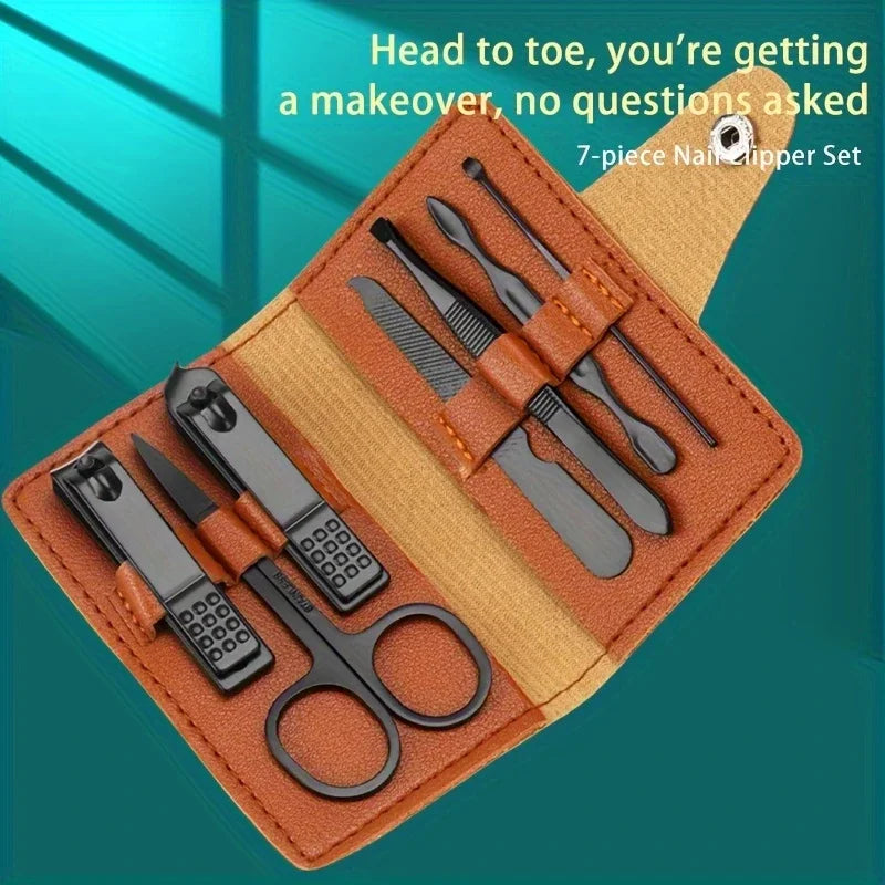 Professional Stainless Steel Nail Clipper Set - High Carbon Concave Blades, Portable Nail Care Kit with Storage Case for Men & W Zpaxo