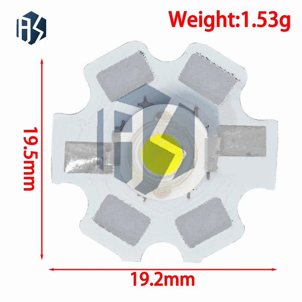 1W Pure White Full Spectrum LED Black Star Aluminum PCB Heat Sink Zpaxo