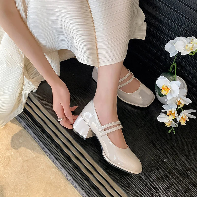 High Heels for Women 2025 Spring and Autumn Casual Mary Jane Shoes for Women Retro High Heels for Women Plus Size Women's Shoes Zpaxo