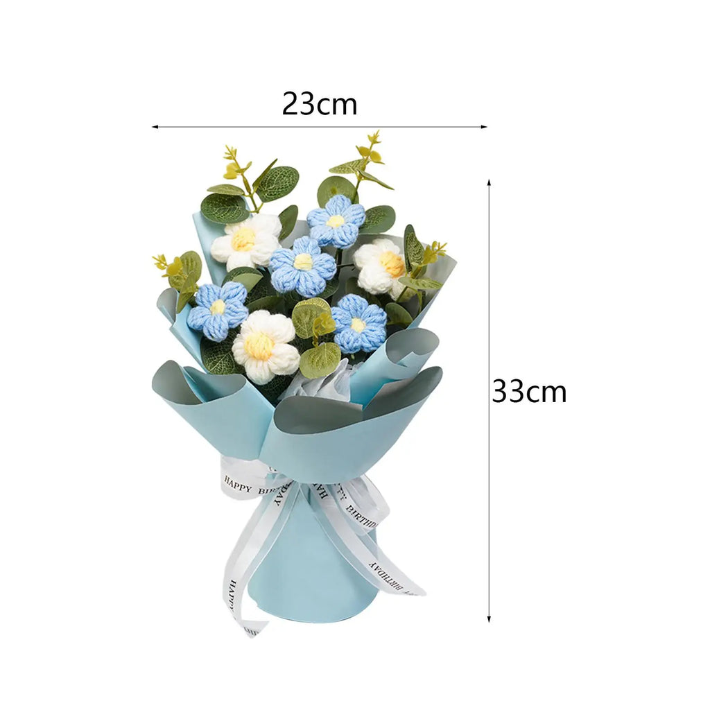 Crochet Flower Bouquet Mother Day Gift Decoration Woven Bouquet for Girl Friend Thanksgiving Festival Wedding Mother's Day Zpaxo