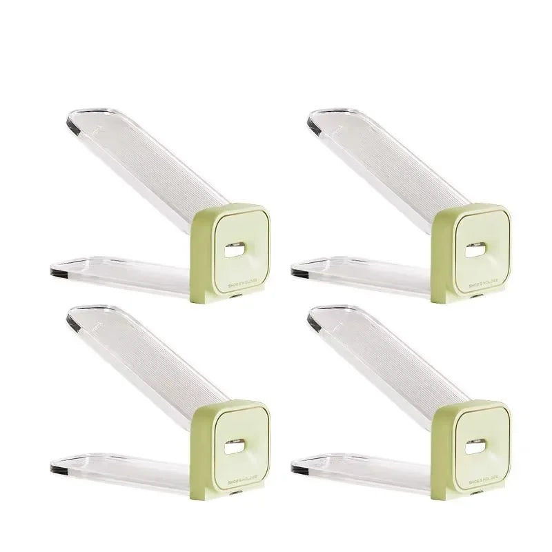 New 4PCS Adjustable Double-layer Shoe Holder and Shoe Cabinet for Household Use, Storing Plastic Shoe Racks To Save Space Zpaxo Mint green 4pcs