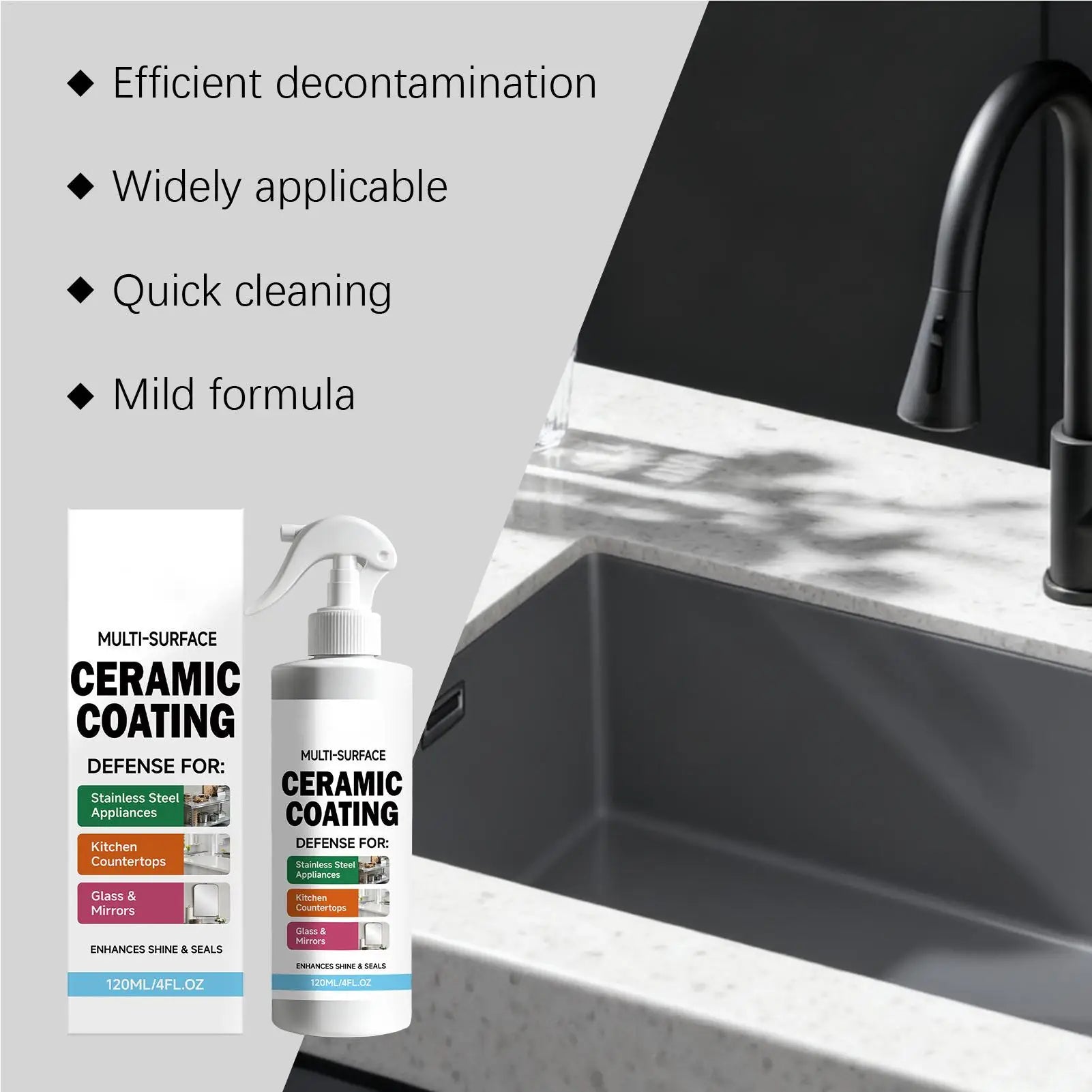 Ceramic Coating Spray Stainless Steel Glass Long Lasting Shine Seal