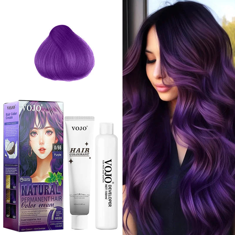 Semi-Permanent Hair Dye,100ml and 100ml Coloring Agent,Easy to Apply,Hair Coloring Unisex Natural Hair Cream for All Hair Types Zpaxo Purple