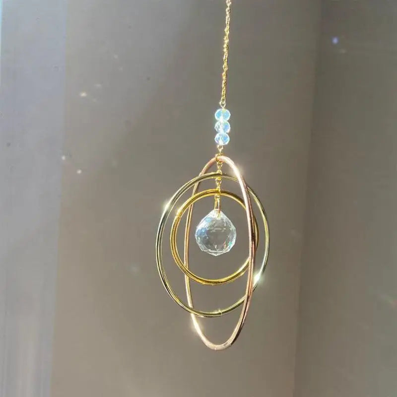 Suncatcher Hanging Crystal Moon Catcher Pendants Wind Chimes Rainbow Prism Window Drop Bell Christmas Tree Home Decor Zpaxo