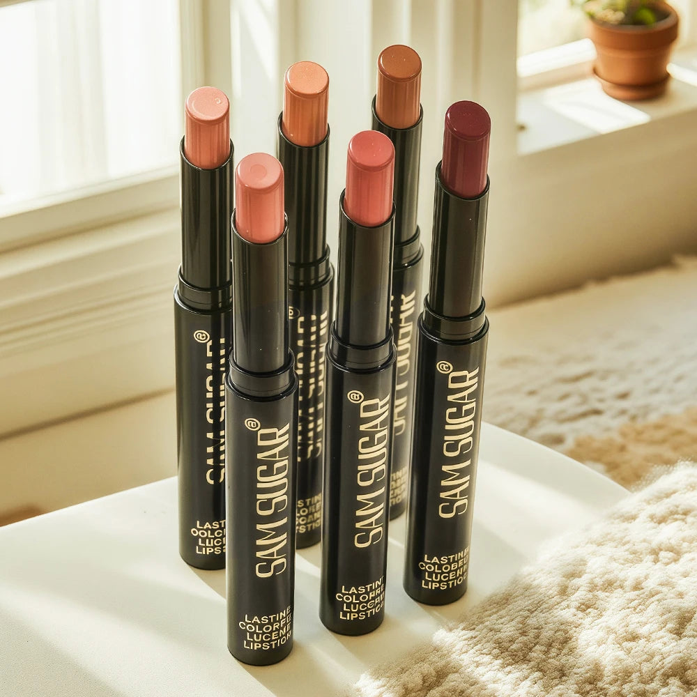 6-piece Rotating Lip Gloss Waterproof Smudge-proof Easy Apply Natural