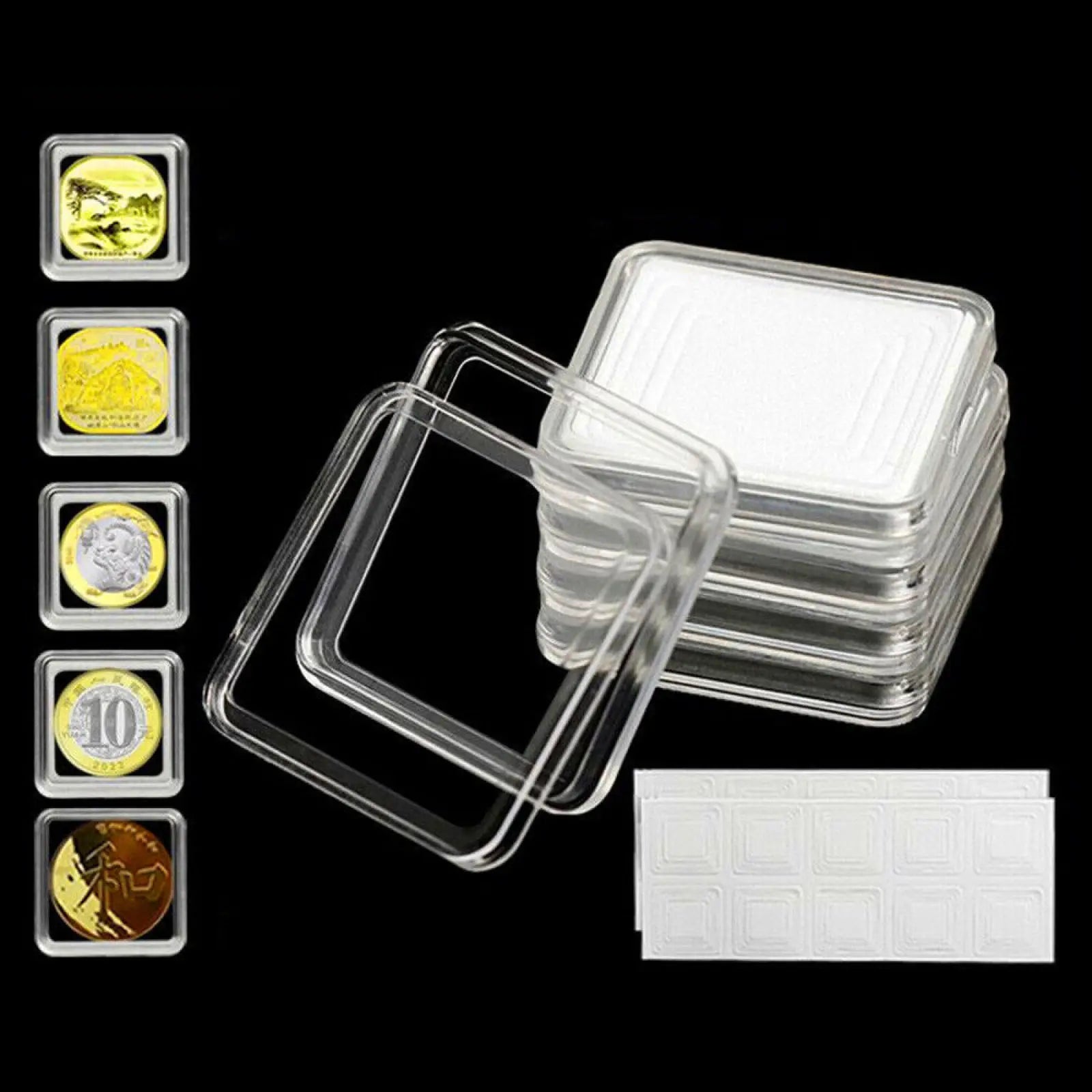 Lot Transparent Plastic Coin Holder Collecting Box Case Coins Storage