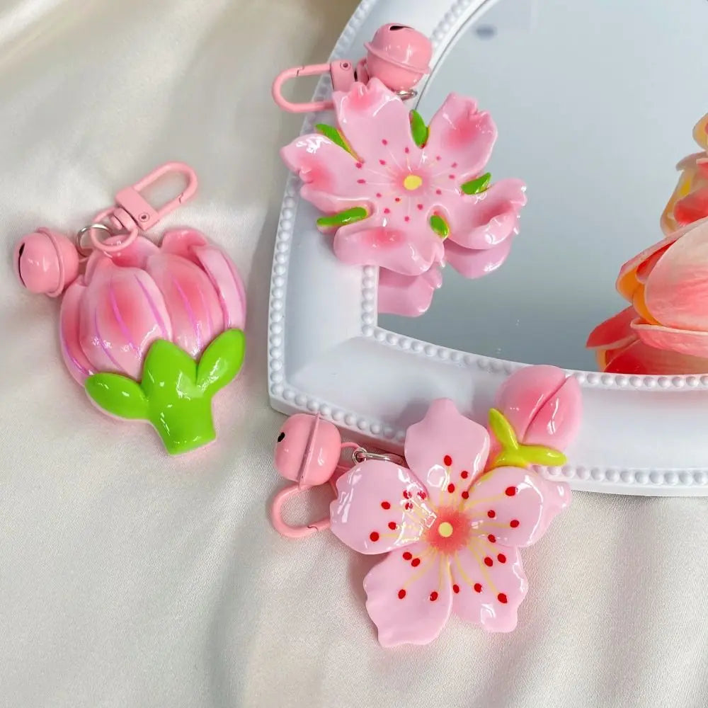 Cute Resin Peach Flower Keychain Lotus Bell Blossom Pendant Sweet Bag Zpaxo Style 5