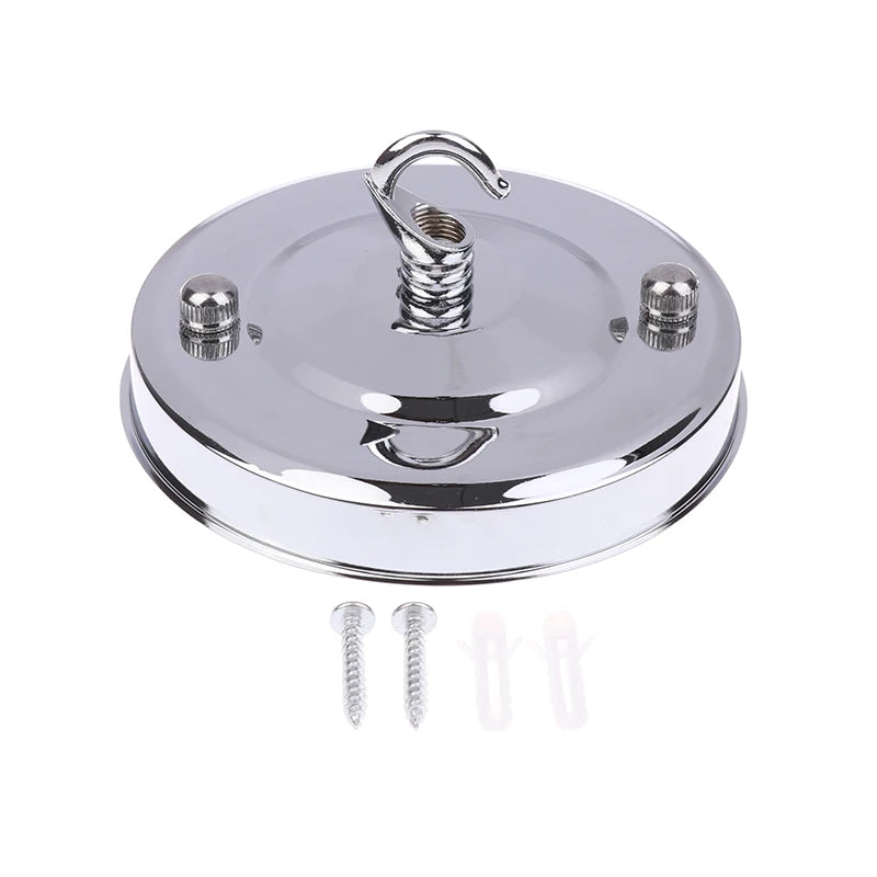 1Pc Lamp Part Ceiling Plate Holder Fitting Wall Hook Light Living Room Pendant Plate 10.5*6cm Household DIY Chandelier Decor Zpaxo Silver